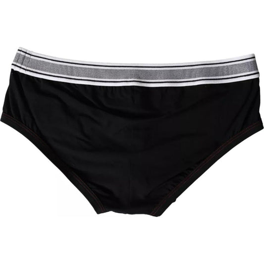 Dolce & Gabbana Black Logo Cotton Stretch Brando Slip Underwear Dolce & Gabbana