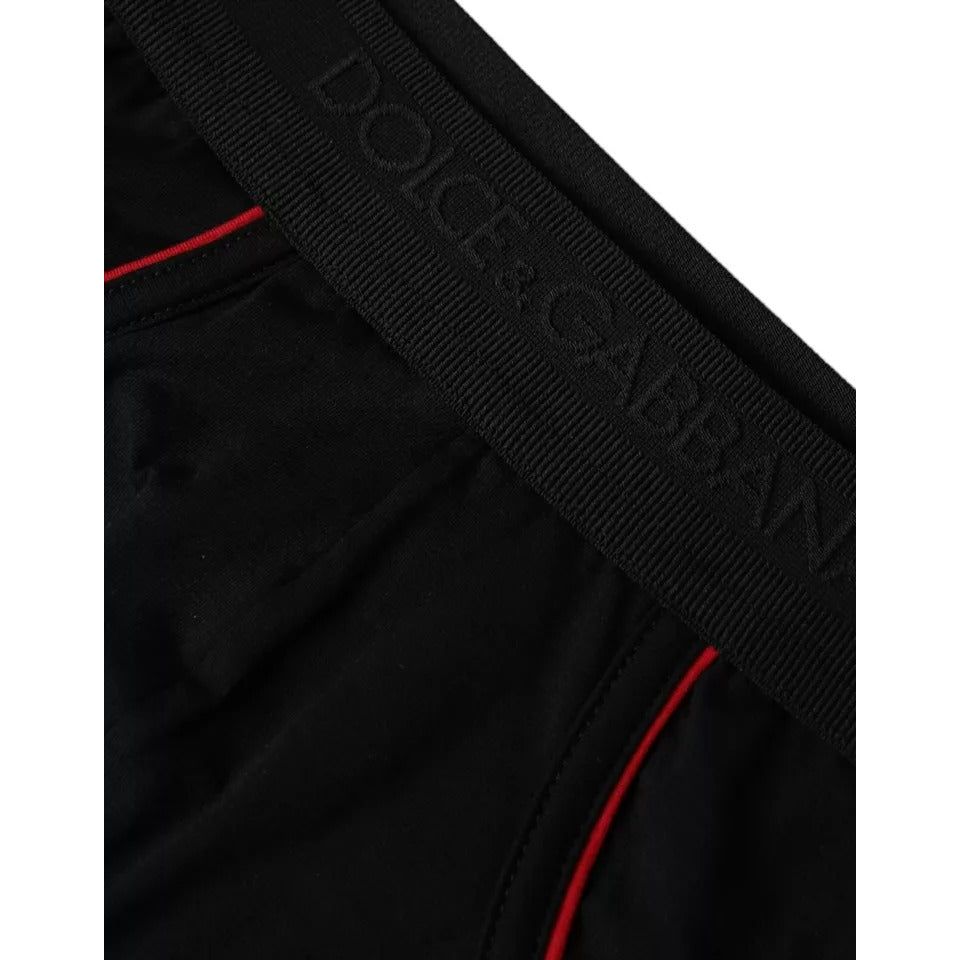 Dolce & Gabbana Black Logo Cotton Stretch Mid Slip Underwear Dolce & Gabbana