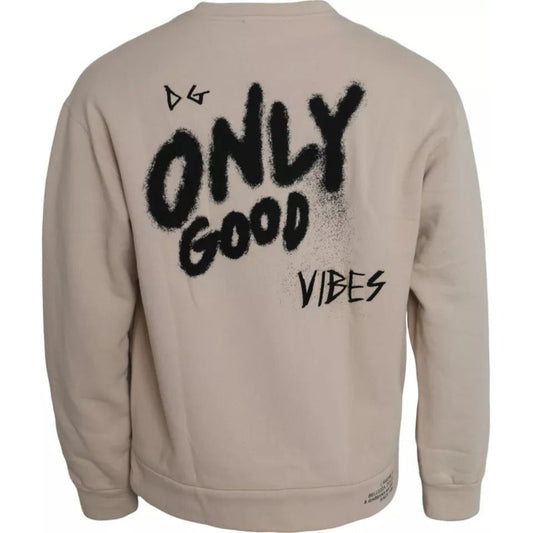 Dolce & Gabbana Beige Cotton Crew Neck Sweatshirt Sweater Dolce & Gabbana