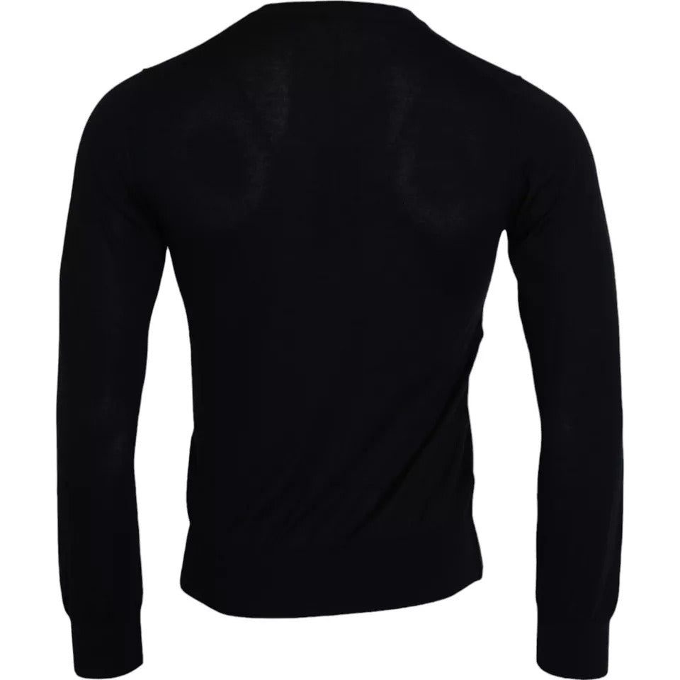 Dolce & Gabbana Black Cashmere Crew Neck Pullover Sweater Dolce & Gabbana