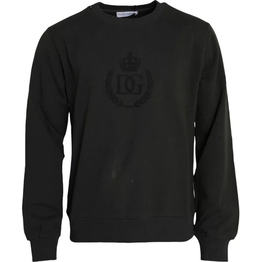 Dolce & Gabbana Gray Logo Cotton Crew Neck Pullover Sweater Dolce & Gabbana