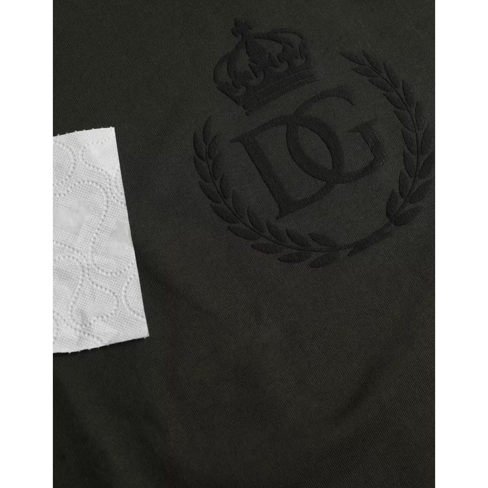 Dolce & Gabbana Gray Logo Cotton Crew Neck Pullover Sweater Dolce & Gabbana