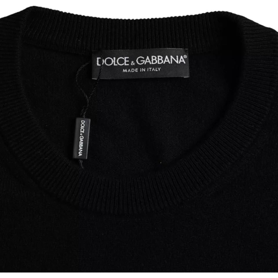 Dolce & Gabbana Black Cashmere Crew Neck Pullover Sweater Dolce & Gabbana