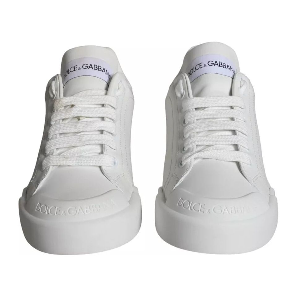 Dolce & Gabbana White Calfskin Leather Miami Low Top Sneakers Shoes Dolce & Gabbana