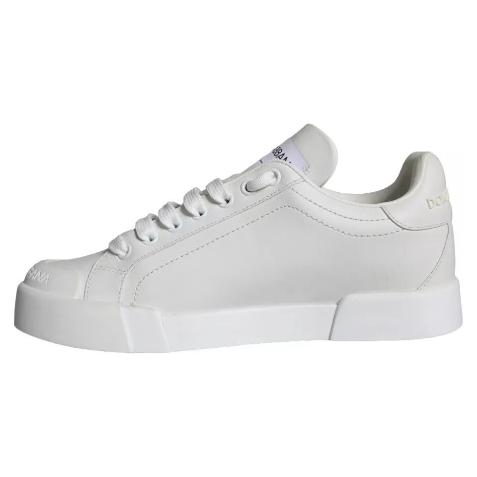 Dolce & Gabbana White Calfskin Leather Miami Low Top Sneakers Shoes Dolce & Gabbana