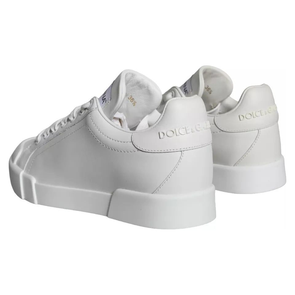 Dolce & Gabbana White Calfskin Leather Miami Low Top Sneakers Shoes Dolce & Gabbana