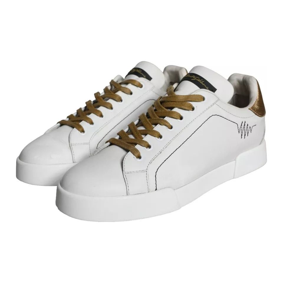 Dolce & Gabbana White Leather Portofino Low Top Sneakers Shoes Dolce & Gabbana