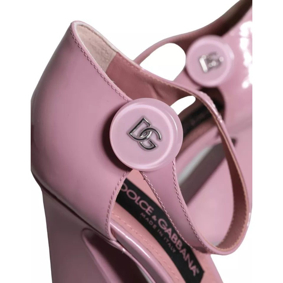 Dolce & Gabbana Pink Patent Leather Ankle Strap Heels Sandals Shoes