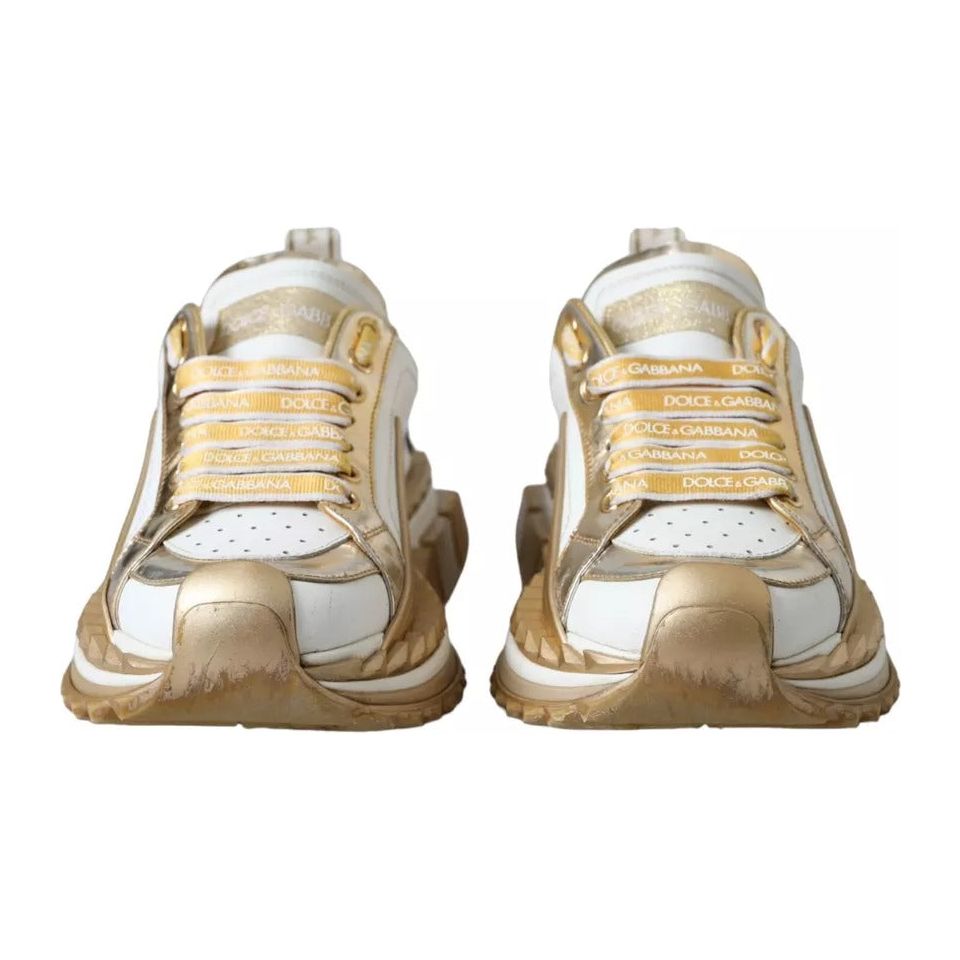 Dolce & Gabbana White Gold Super Queen Low Top Sneakers Shoes Dolce & Gabbana