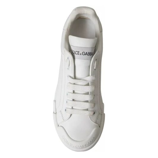 Dolce & Gabbana White Calfskin Leather Miami Low Top Sneakers Shoes Dolce & Gabbana