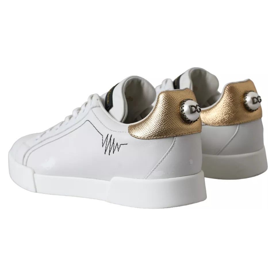 Dolce & Gabbana White Leather Portofino Low Top Sneakers Shoes Dolce & Gabbana