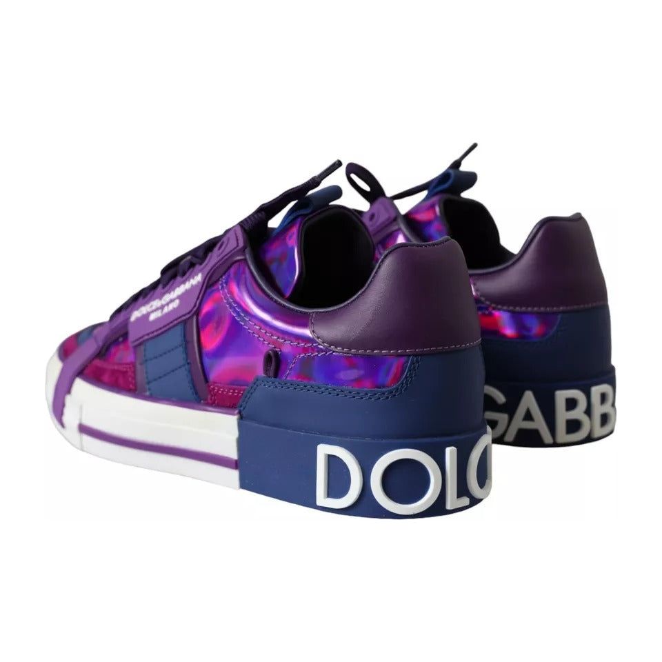 Dolce & Gabbana Purple Leather Low Top Sneakers Men Shoes Dolce & Gabbana