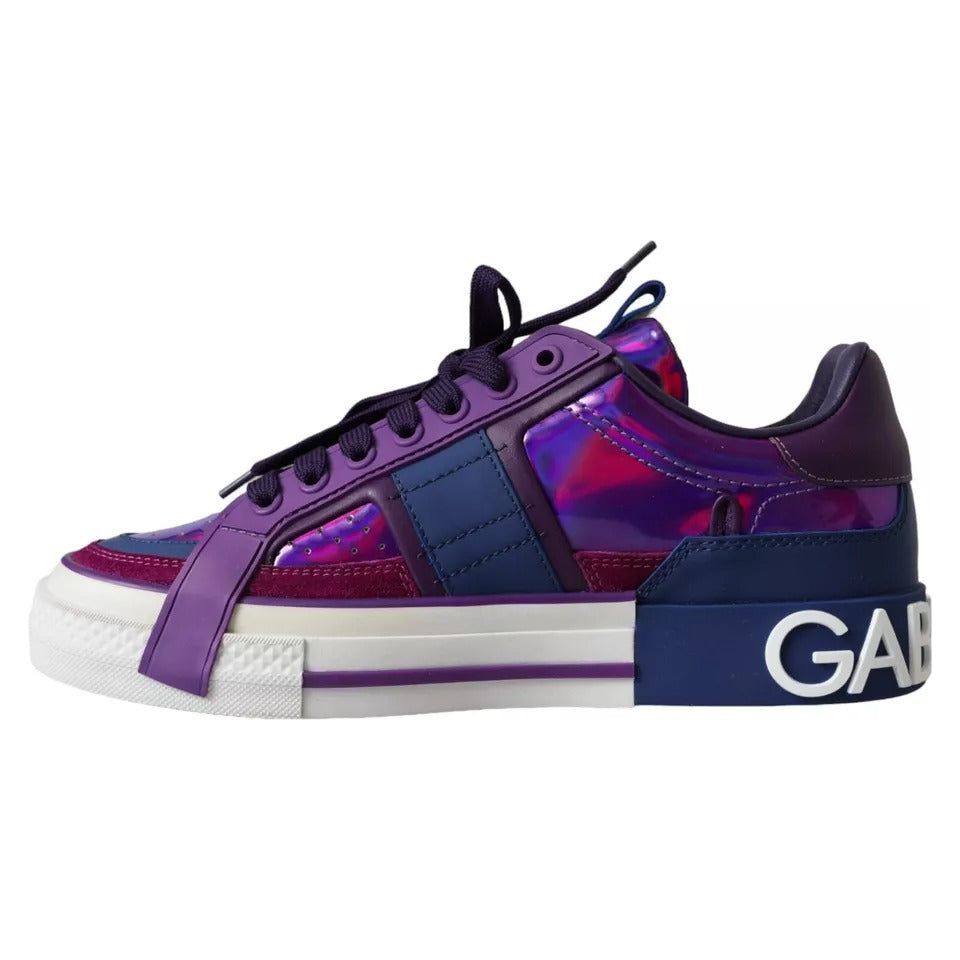 Dolce & Gabbana Purple Leather Low Top Sneakers Men Shoes Dolce & Gabbana