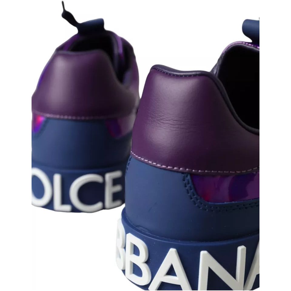 Dolce & Gabbana Purple Leather Low Top Sneakers Men Shoes Dolce & Gabbana