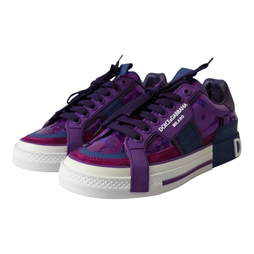 Dolce & Gabbana Purple Leather Low Top Sneakers Men Shoes Dolce & Gabbana