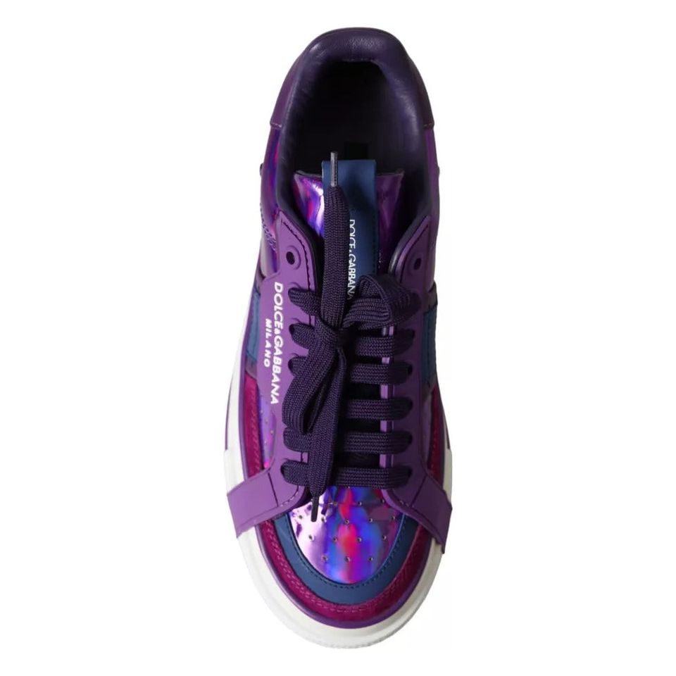 Dolce & Gabbana Purple Leather Low Top Sneakers Men Shoes Dolce & Gabbana