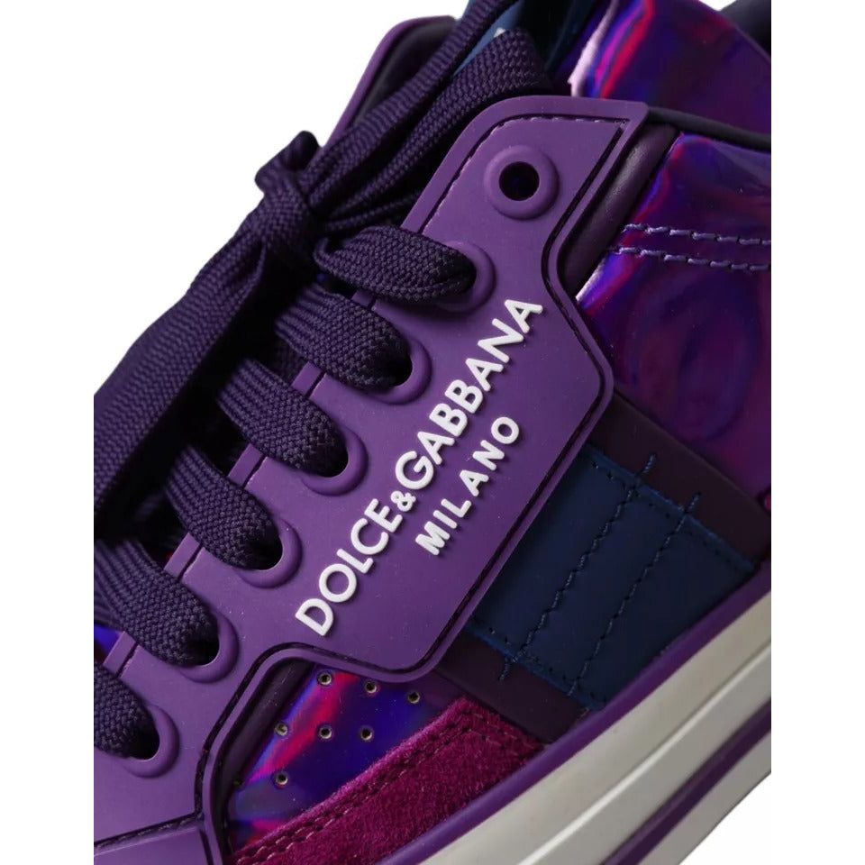 Dolce & Gabbana Purple Leather Low Top Sneakers Men Shoes Dolce & Gabbana