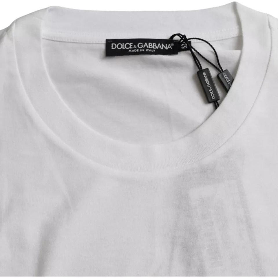 Dolce & Gabbana White Metal DG Logo Cotton Short Sleeves T-shirt Dolce & Gabbana