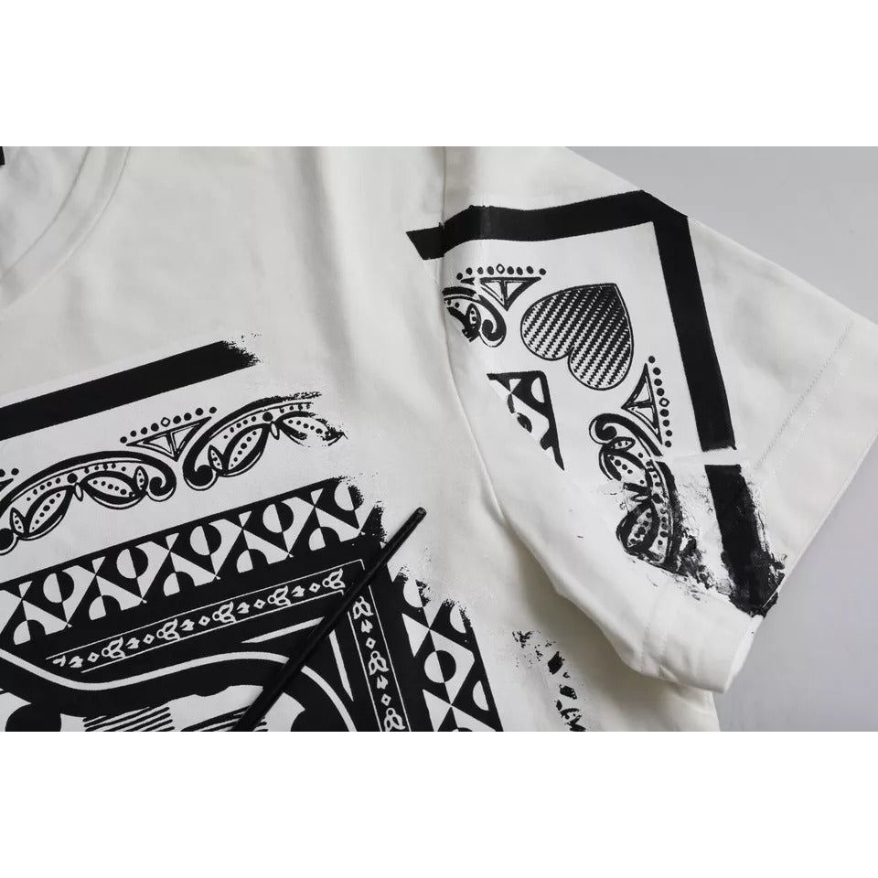 Dolce & Gabbana White Bandana Print Cotton Short Sleeves Men T-shirt Dolce & Gabbana