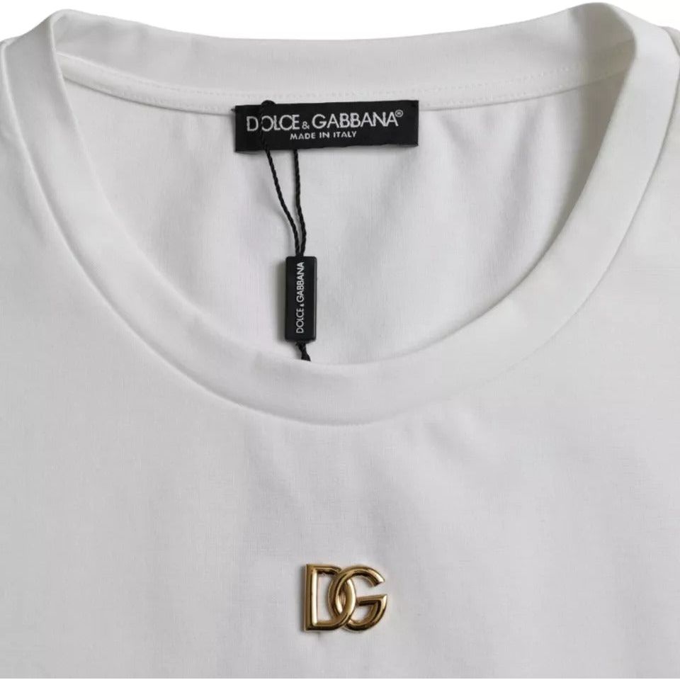 Dolce & Gabbana White Graphic Print Cotton Crew Neck T-shirt Dolce & Gabbana