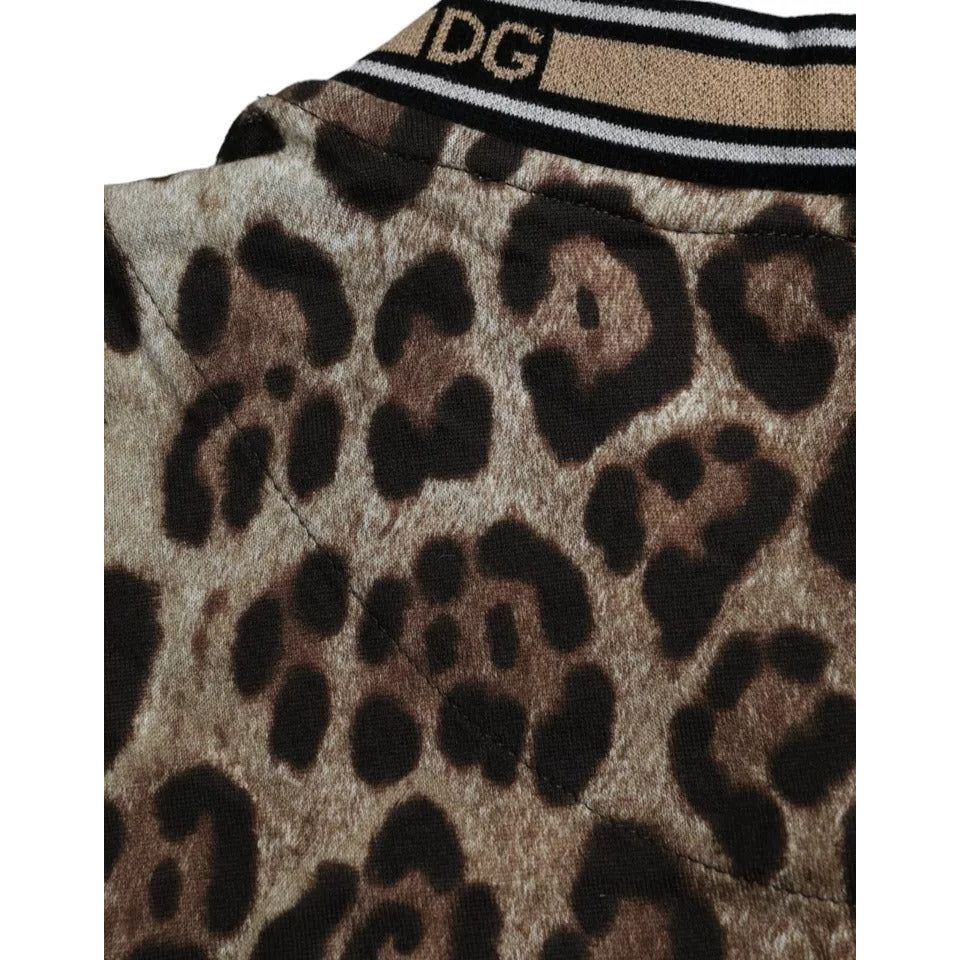 Dolce & Gabbana Brown Leopard Print Cotton Crew Neck T-shirt Dolce & Gabbana