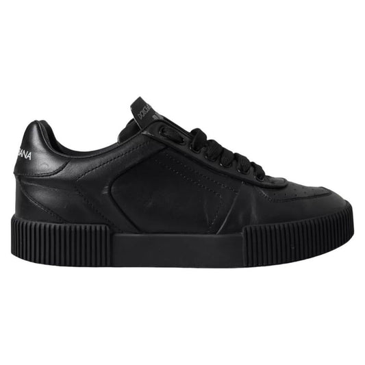 Dolce & Gabbana Black Leather Low Top Sneakers Men Shoes Dolce & Gabbana