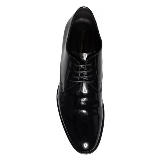 Dolce & Gabbana Black Calfskin Leather Derby Men Dress Shoes Dolce & Gabbana