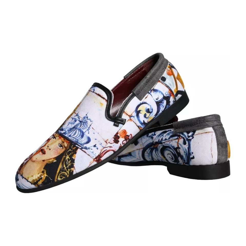 Dolce & Gabbana Multicolor Madonna Majolica Amalfi Men Loafers Shoes Dolce & Gabbana