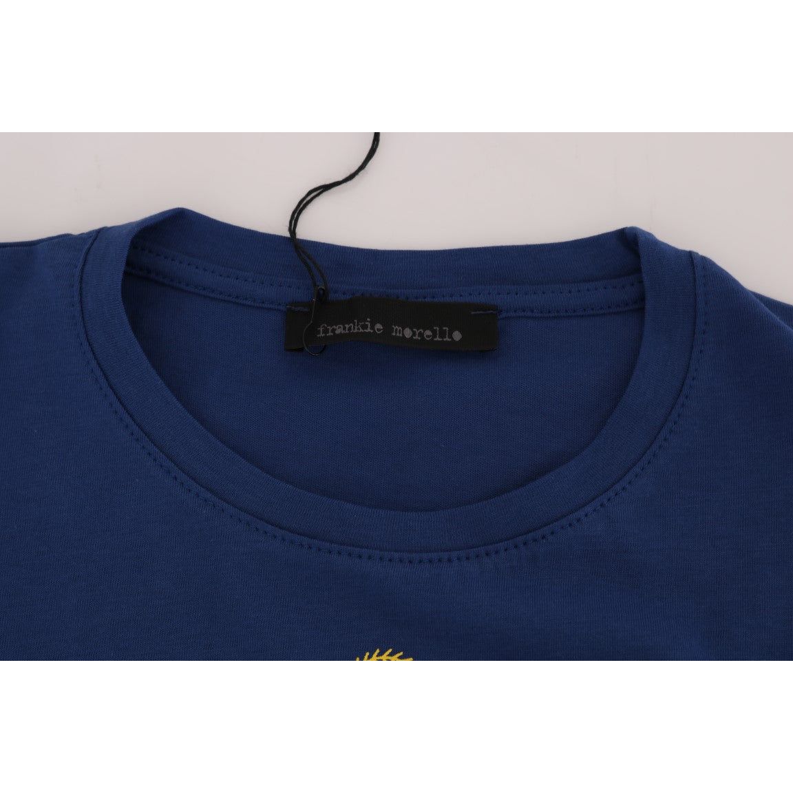 Frankie Morello Stylish Blue Riders Motif Cotton Tee Frankie Morello