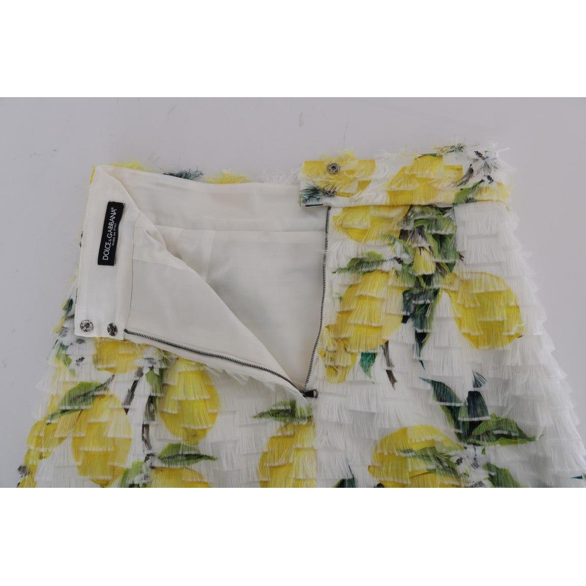 Dolce & Gabbana Lemon Print Fringe Pencil Skirt Dolce & Gabbana