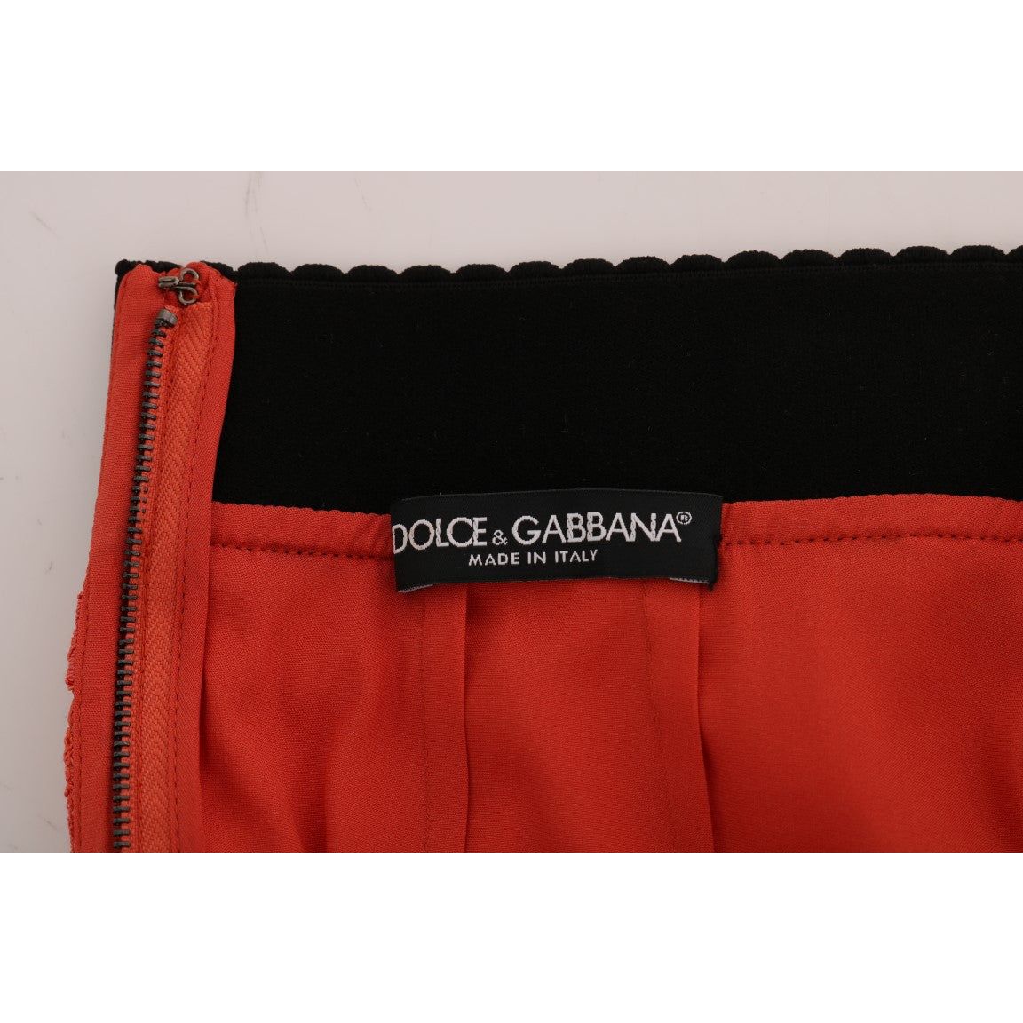 Dolce & Gabbana Orange Macramé Lace Pencil Skirt Dolce & Gabbana