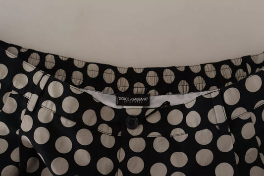 Dolce & Gabbana Black White Polka Dots Cotton Linen Shorts Dolce & Gabbana