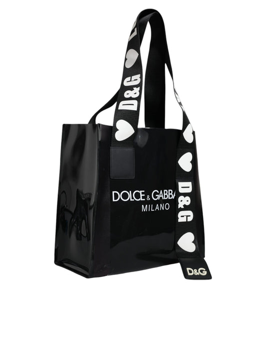 Dolce & Gabbana Black Street Logo Print PVC Shopping Tote Bag Dolce & Gabbana