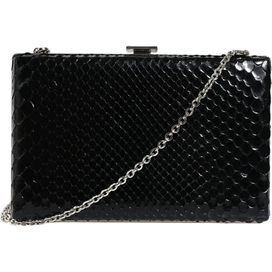 Dolce & Gabbana Black Leather Silver Frame Clutch Mini Crossbody Bag Dolce & Gabbana