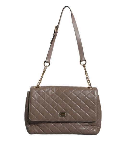 Dolce & Gabbana Brown Quilted Leather Shoulder Purse Satchel Bag Dolce & Gabbana