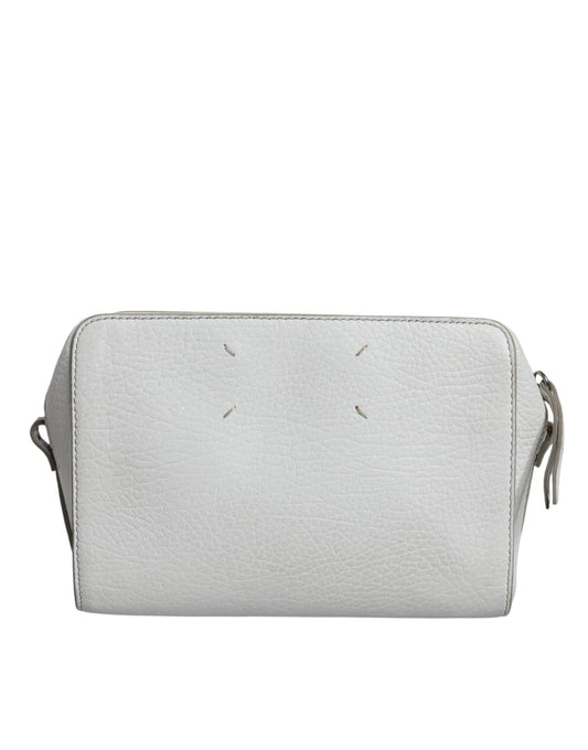 MM6 Maison Margiela White Leather Large Pouch Zip Handbag Women Bag MM6 Maison Margiela