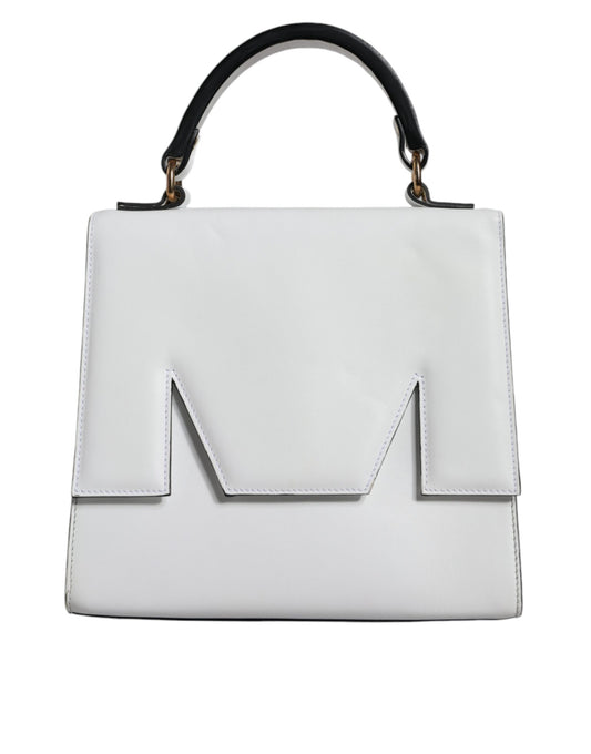 MSGM White Bovine Leather Top Handle Handbag Satchel Purse Bag MSGM