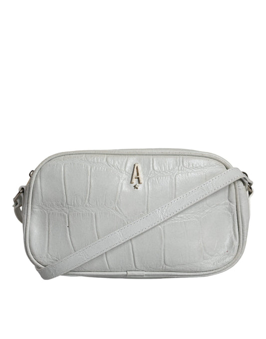 Aniye By White Croc Print Leather Crossbody Sling Bag Aniye By