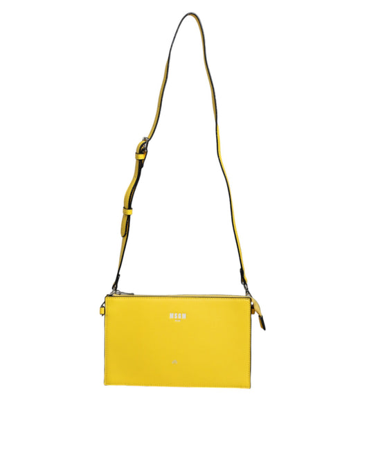 MSGM Yellow Leather Logo Crossbody Sling Shoulder Bag MSGM