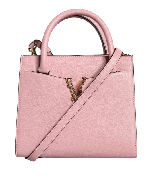 Versace Pink Small Top Handle Grainy Calf Leather Crossbody Bag Versace