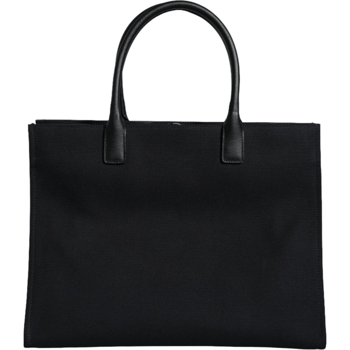 Versace Black Top Handle Canvas Leather Logo Shopping Tote Bag Versace