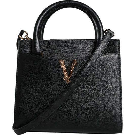 Versace Black Small Leather TopHandle Shoulder Crossbody Bag Versace