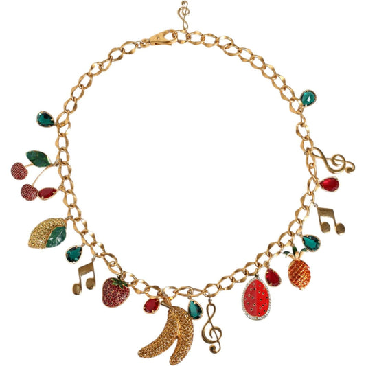 Dolce & Gabbana Gold Tone Brass Fruity Crystal Embellished Waist Chain Belt Dolce & Gabbana