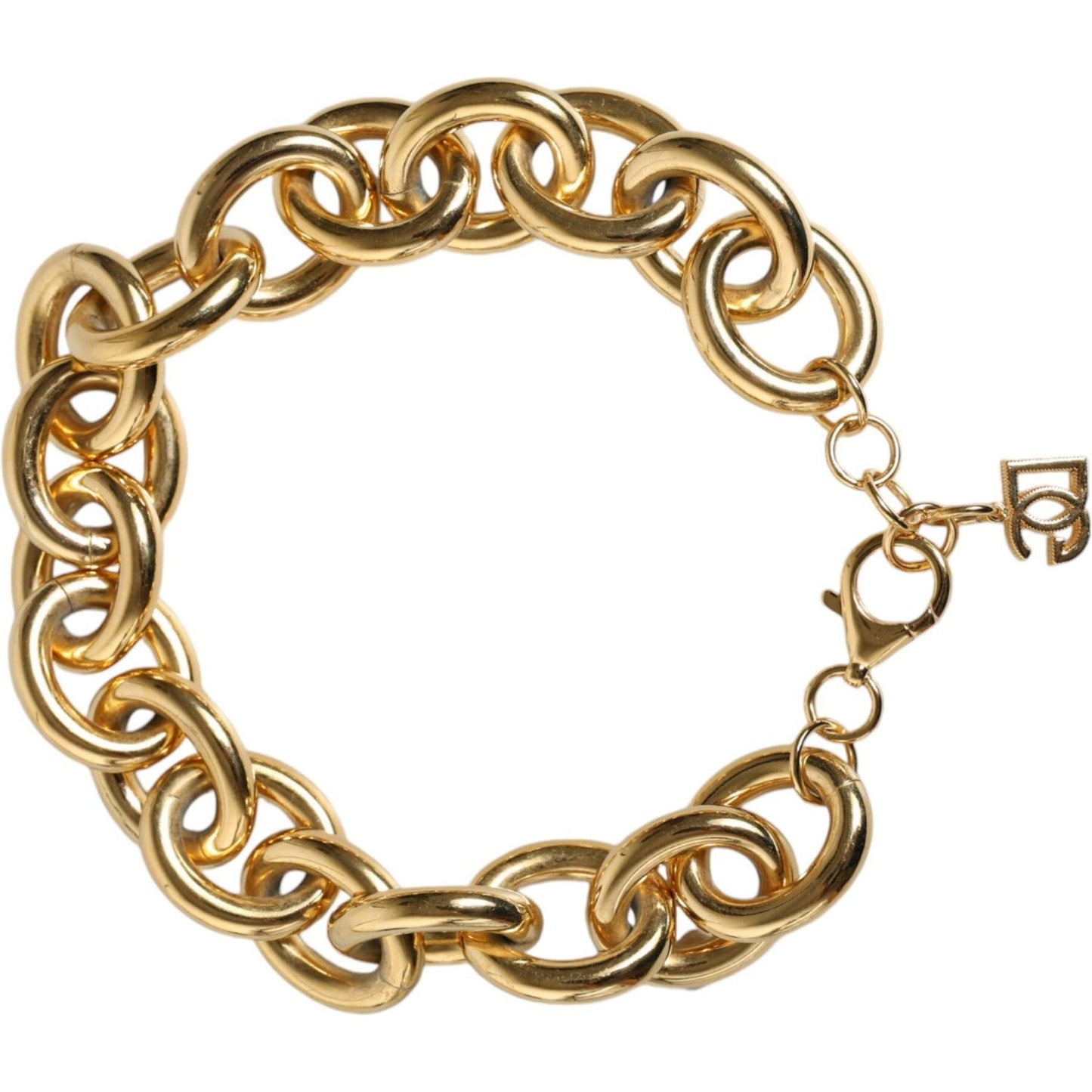 Dolce & Gabbana Gold Tone Brass Maxi Chain Lobster Clasp Logo Bracelet Dolce & Gabbana