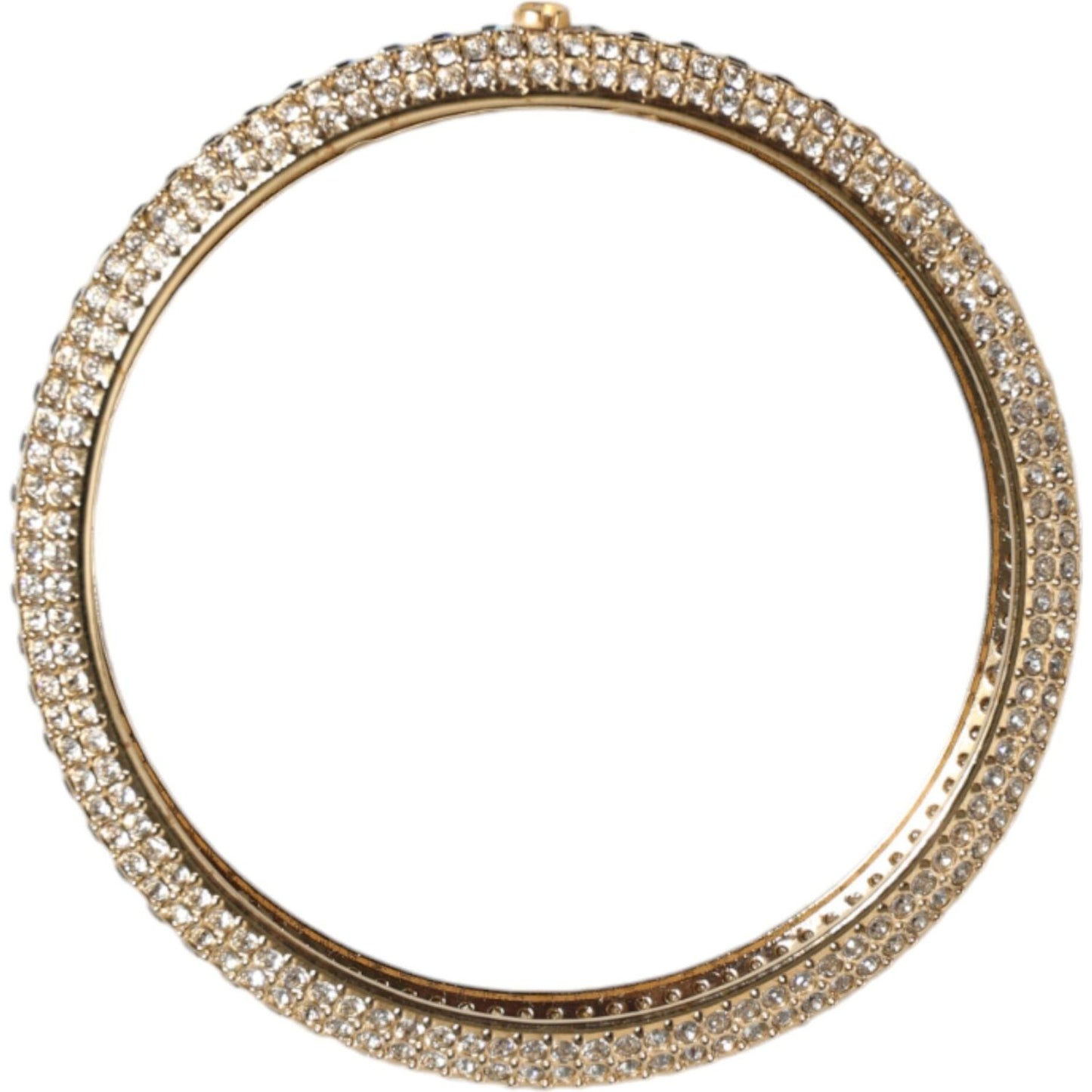 Dolce & Gabbana Gold Tone Brass Crystal Stass DG Round Bangle Bracelet Dolce & Gabbana