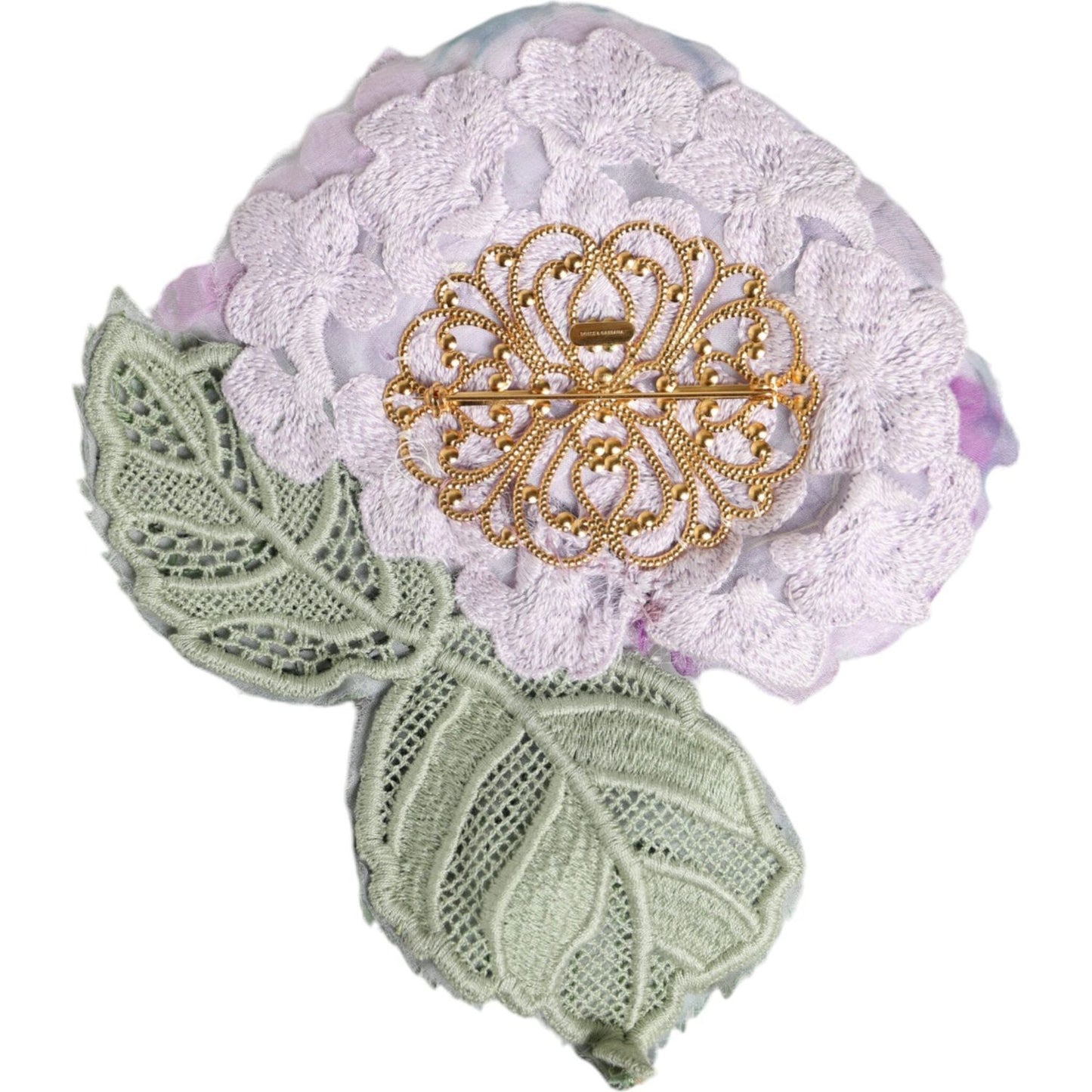 Dolce & Gabbana Multicolor Hydrangea Gold Brass Pin Brooch Dolce & Gabbana