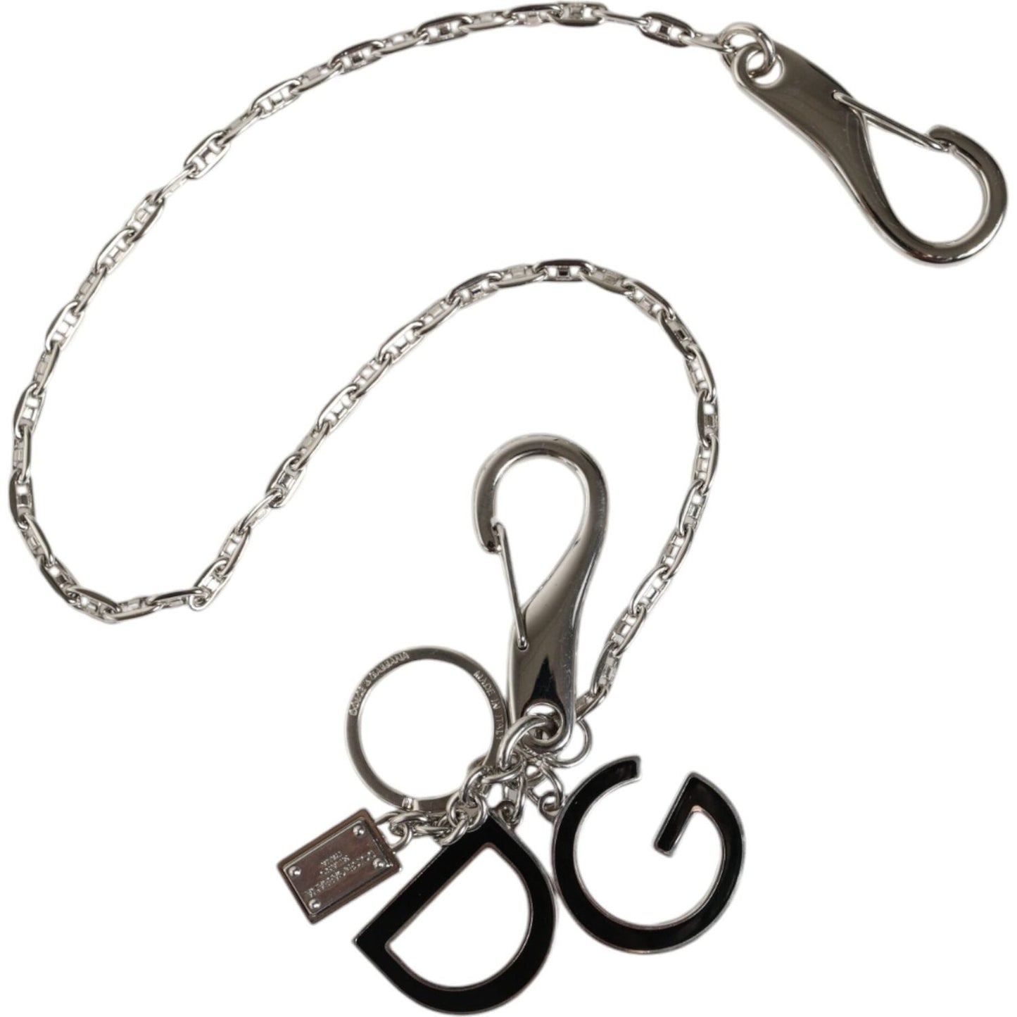 Dolce & Gabbana Silver Tone Metal DG Logo Link Chain Keychain Keyring Dolce & Gabbana