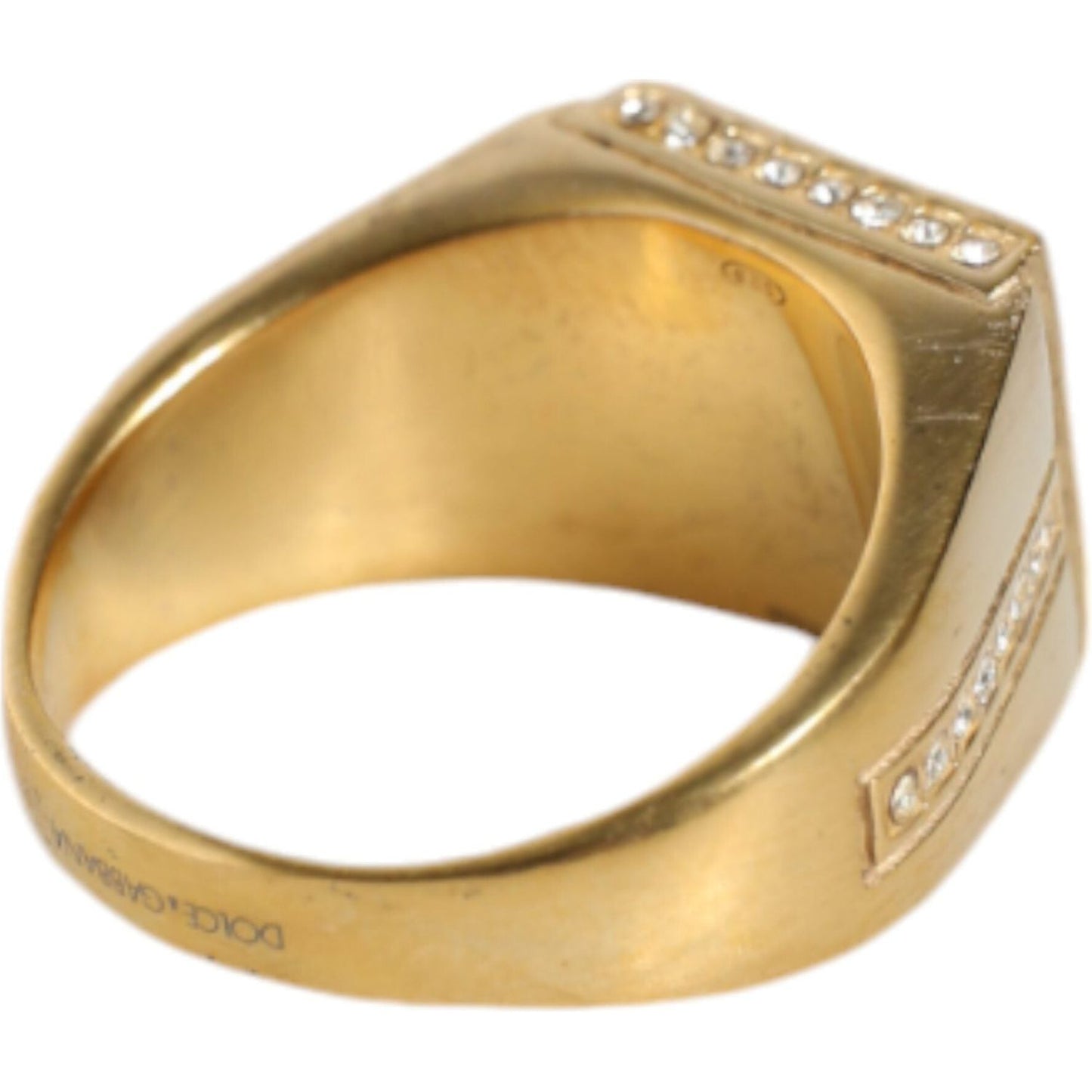 Dolce & Gabbana Gold Plated 925 Silver Green Crystal Ring Dolce & Gabbana