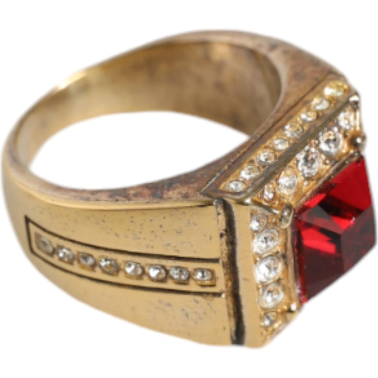 Dolce & Gabbana Gold Plated 925 Silver Red Crystal Ring Dolce & Gabbana