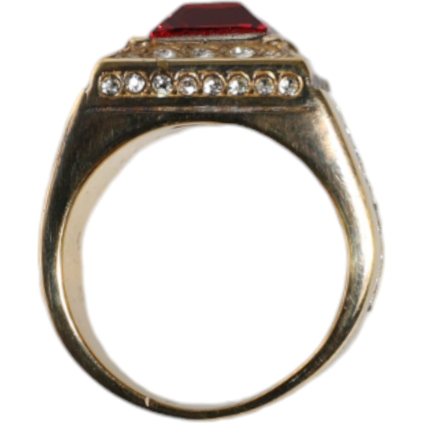 Dolce & Gabbana Gold Plated 925 Silver Red Crystal Ring Dolce & Gabbana